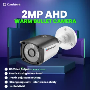 Consistent 2MP CCTV AHD BULLET CAMERA (CTCMHBW2MPA), |Support: Audio (TVI , CVI) | Multiple Angle Adjustment | 3D Noise Reduction | Lens 3.6 mm Fixed lens