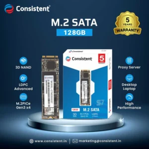Consistent 128GB M.2 SATA 2280, With Up to 550MB/500Mbps Read Speed, PCIe Gen 3.0, 5 Years Warranty