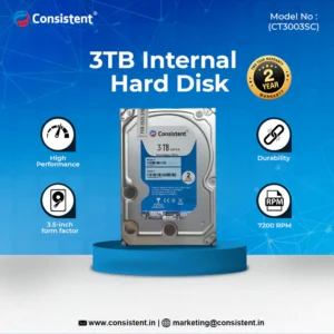 Consistent 3TB SATA Internal Hard Drive, 3.5 Inch, High Performance Desktop HDD with 2 Years Warranty.