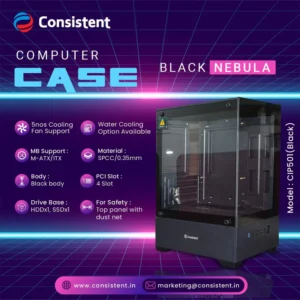 Computer PC Case (CIP501) Black Nebula Gaming Cabinet - Black | Support Micro-ATX, Mini-ITX