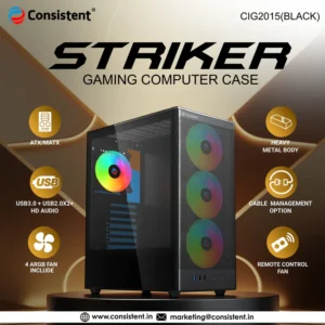 Consistent STRIKER Gaming Computer Case BLACK (CIG2015)