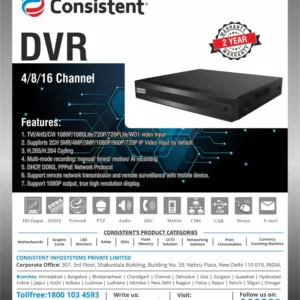 Consistent 16 Channel DVR 1080P High Resolution Output for CCTV Cameras with 2 Year of Warranty