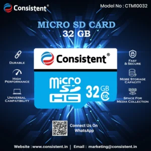 Consistent Micro SD Card 32Gb, High Performance 5 Year Warranty.