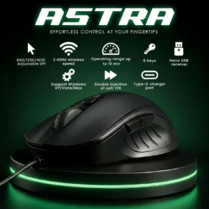 Con Astra Wireless Mouse(CTMOB501)-Black