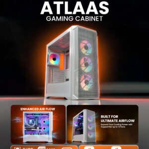 Consistent ATLAAS Gaming Cabinet with Mesh Front Panel, (CIG2017) White